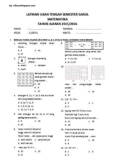 Detail Soal Gambar Berhitung Untuk Kelas 1 Sd Nomer 8