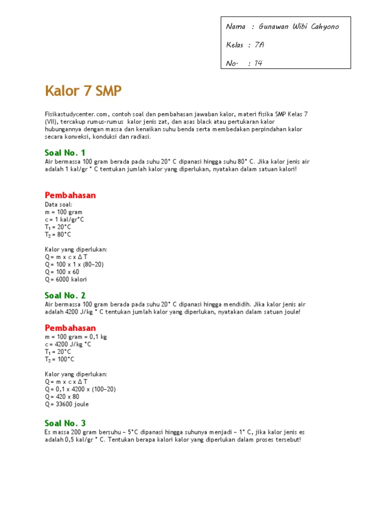 Detail Soal Gambar Kalor Smp Kelas 7 Dan Pembahasan Nomer 10