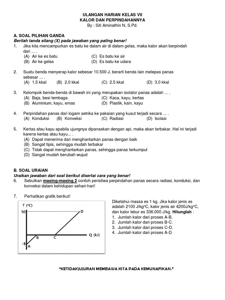 Detail Soal Gambar Kalor Smp Kelas 7 Dan Pembahasan Nomer 15