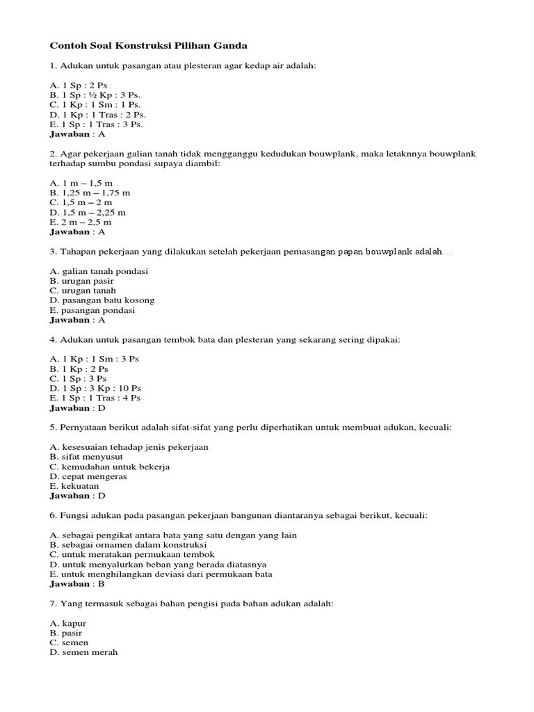 Detail Soal Pilihan Ganda Gambar Teknik Beserta Jawabannya Nomer 8