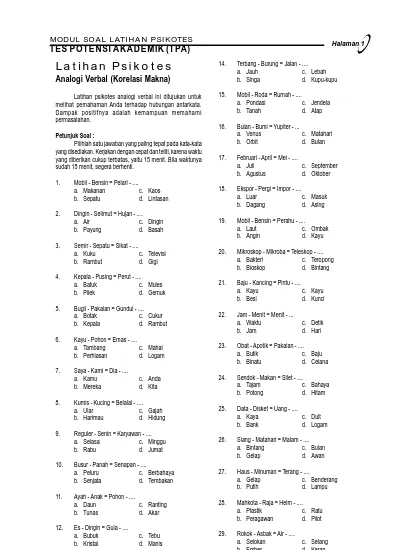 Detail Soal Psikotes Gambar Soal Psikotes Analogi Nomer 15