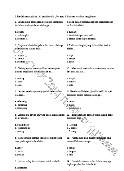 Detail Soal Ulangan Beserta Gambar Pjok Kelas 2 Nomer 31