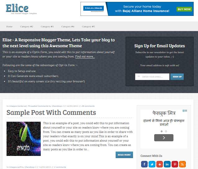 Detail Social Media Blogger Template Nomer 41