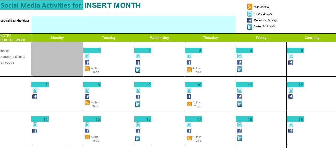 Detail Social Media Calendar Template Nomer 29