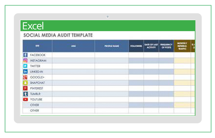 Detail Social Media Excel Template Nomer 16