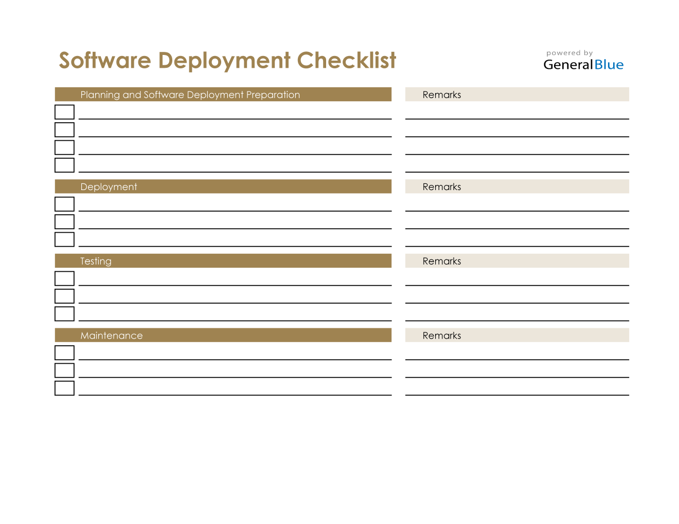 Detail Software Deployment Checklist Template Nomer 2