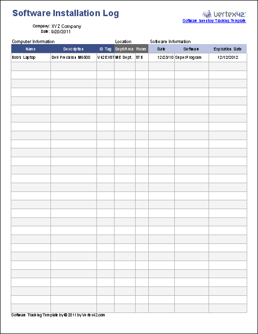 Detail Software Inventory Excel Template Nomer 2