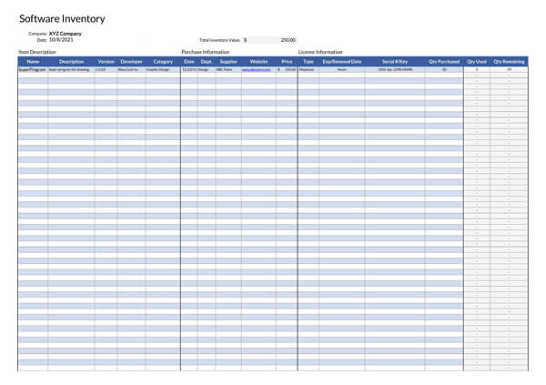 Detail Software Inventory Excel Template Nomer 32