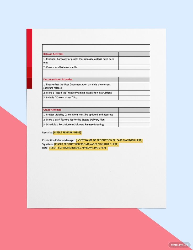Detail Software Release Checklist Template Nomer 12