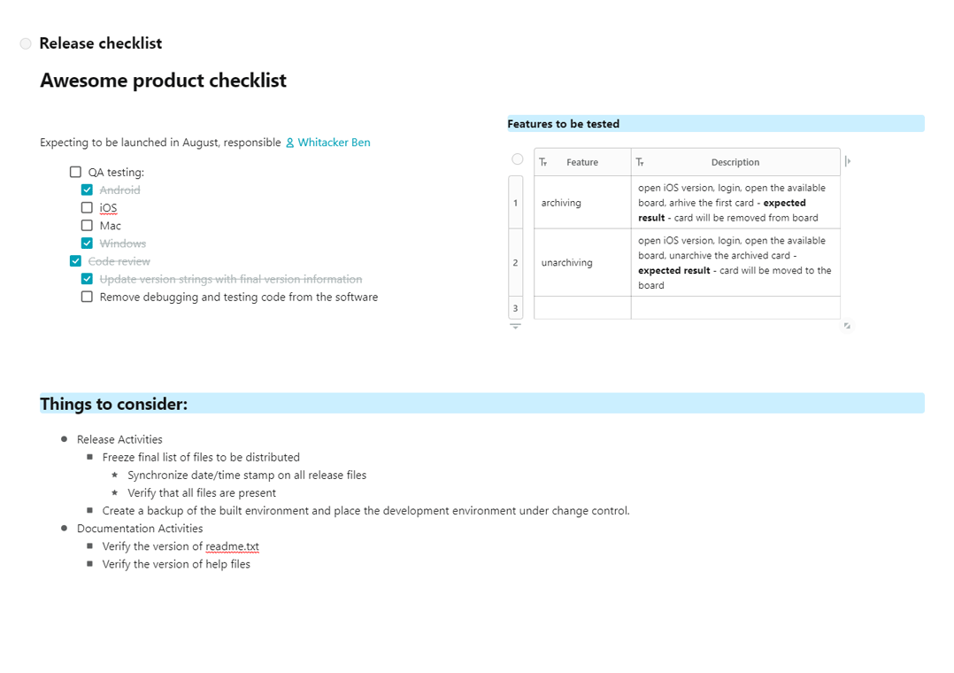 Detail Software Release Checklist Template Nomer 28