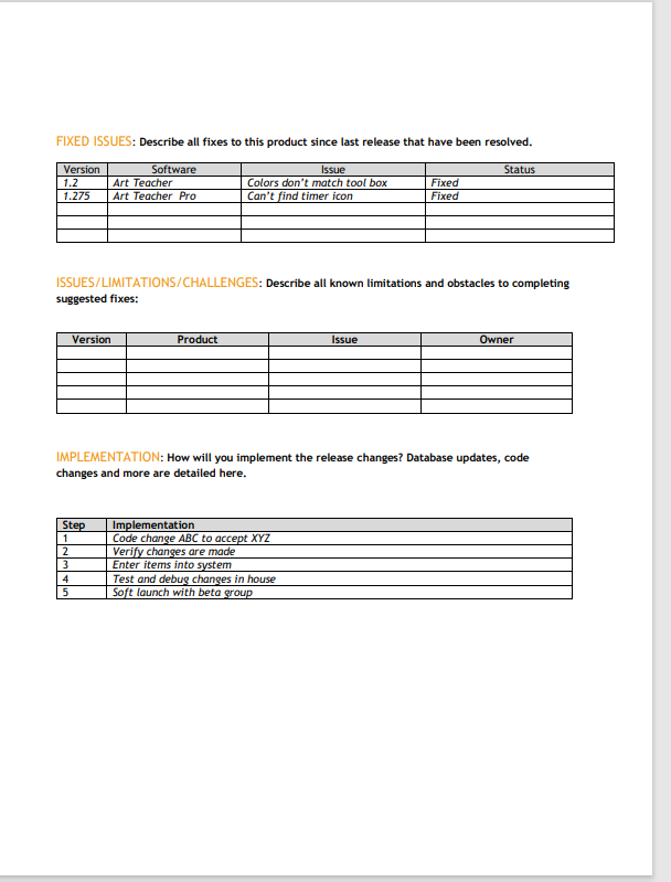 Detail Software Release Checklist Template Nomer 37
