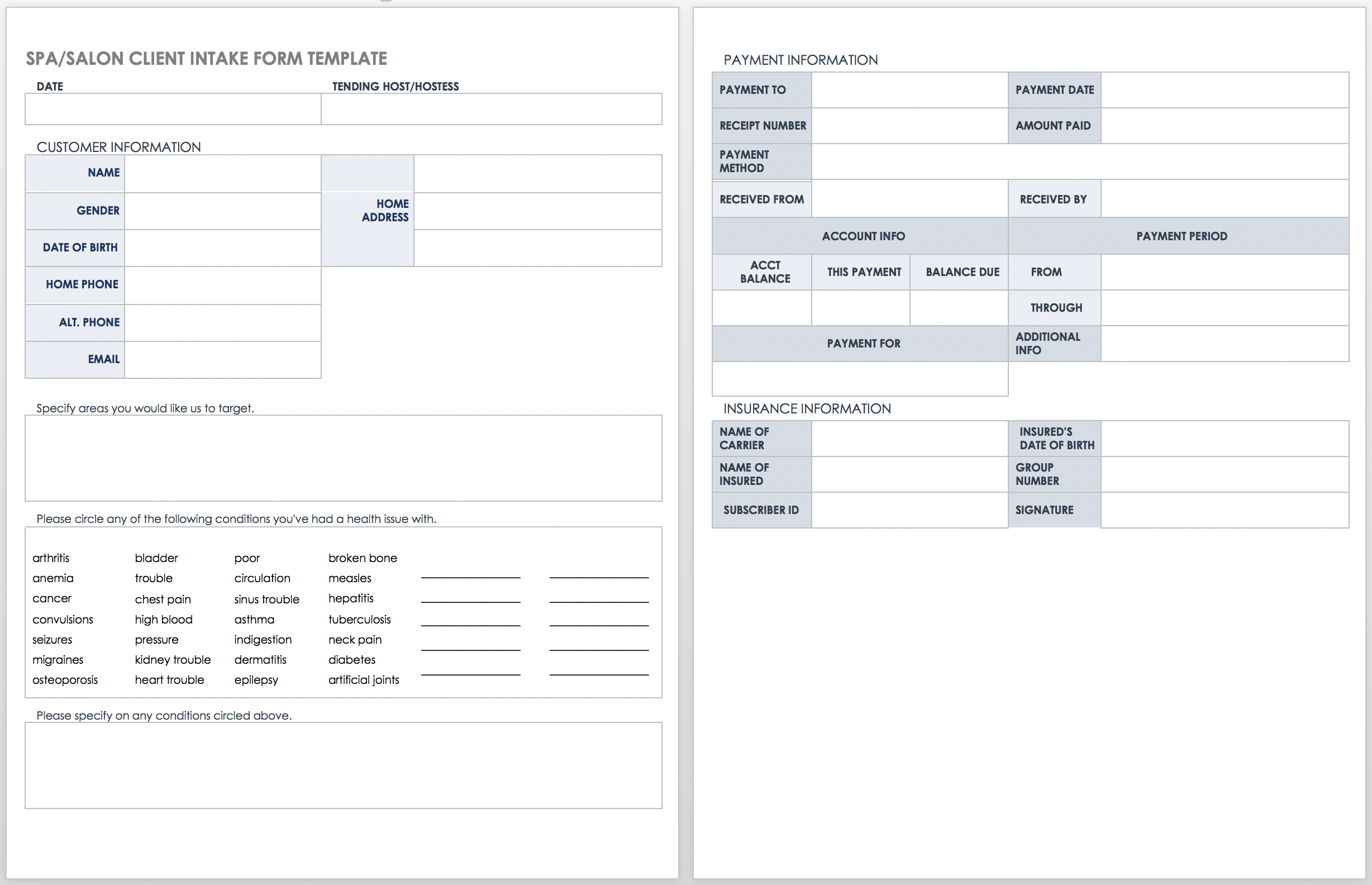 Detail Spa Client Intake Form Template Nomer 14