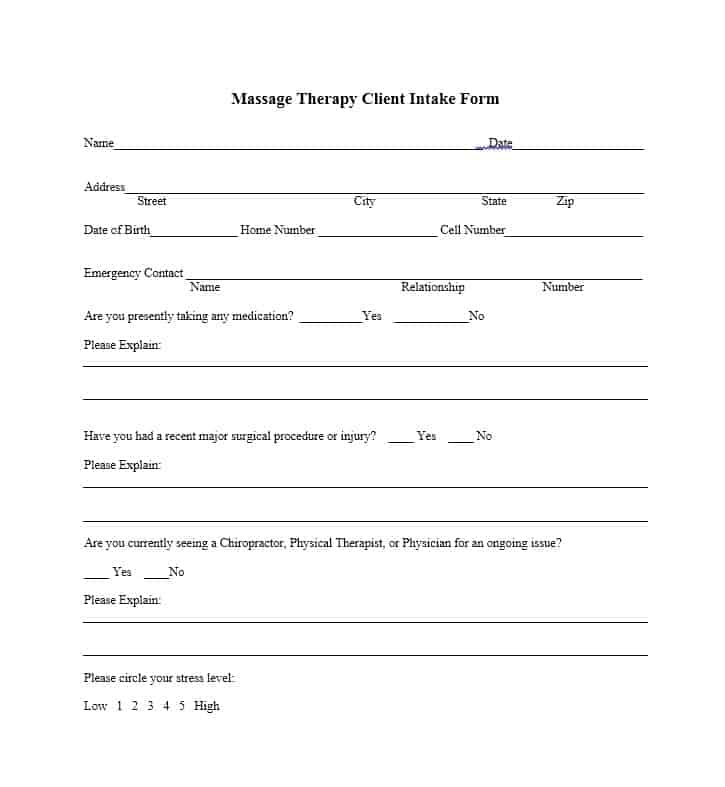 Detail Spa Client Intake Form Template Nomer 15