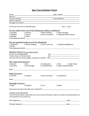 Detail Spa Client Intake Form Template Nomer 17