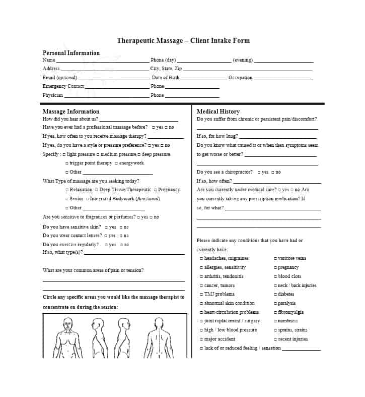 Detail Spa Client Intake Form Template Nomer 38