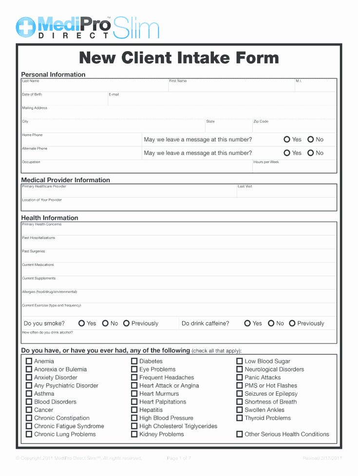 Detail Spa Client Intake Form Template Nomer 40