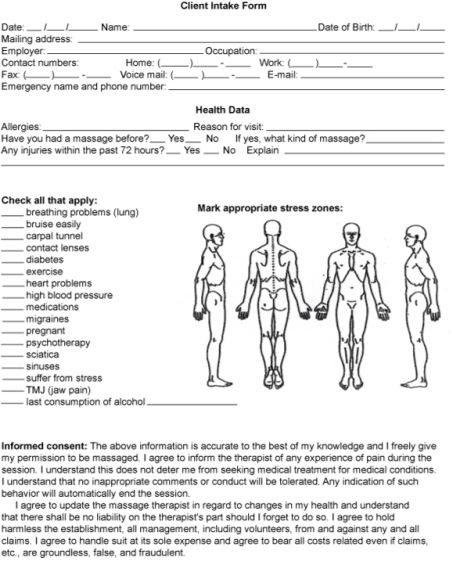 Detail Spa Client Intake Form Template Nomer 42