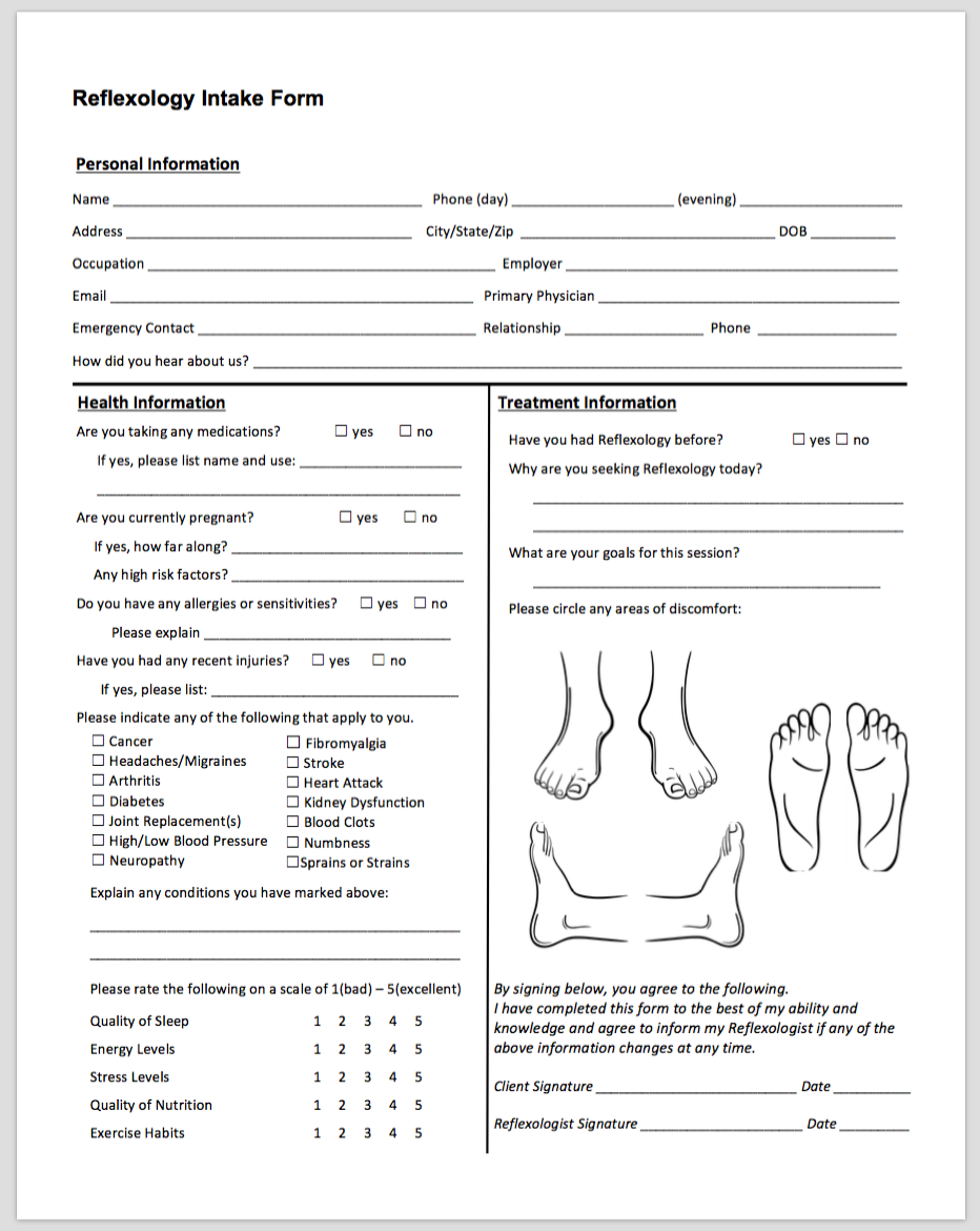 Detail Spa Client Intake Form Template Nomer 45