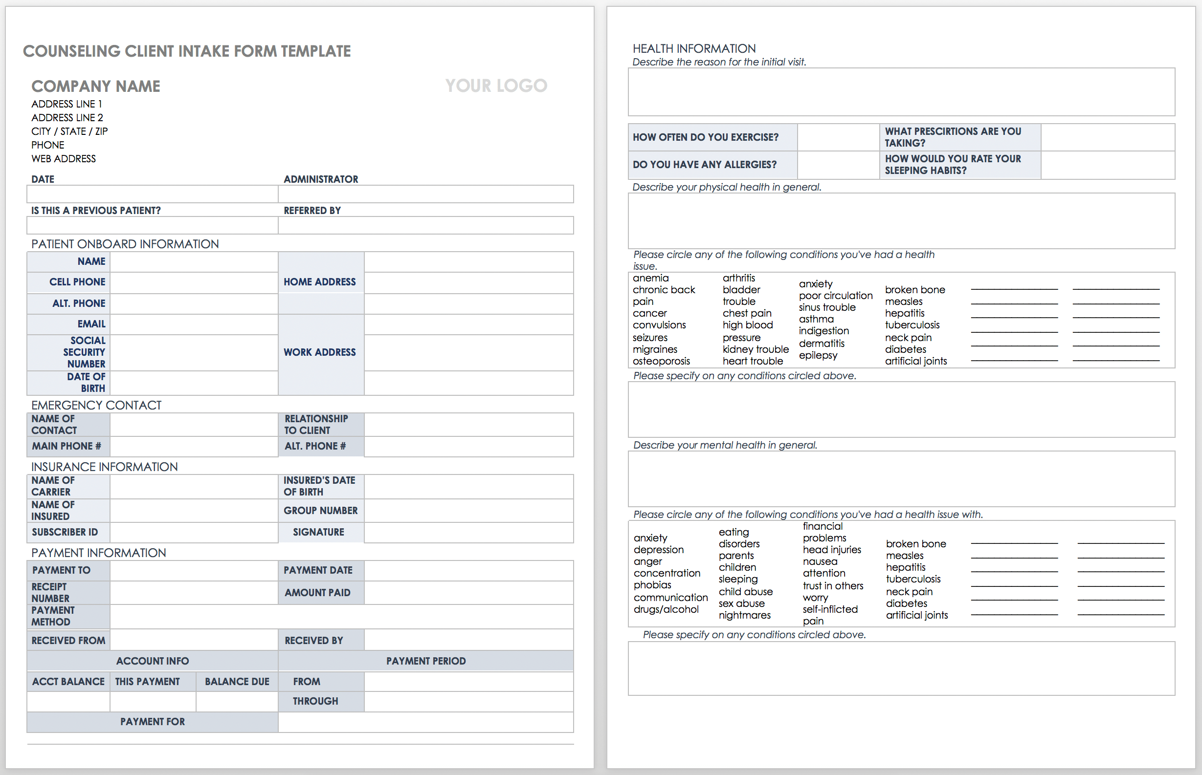 Detail Spa Client Intake Form Template Nomer 49