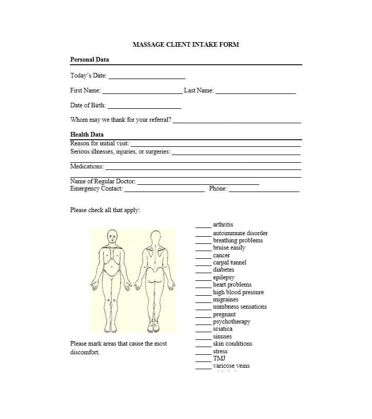 Detail Spa Client Intake Form Template Nomer 55
