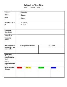 Detail Special Needs Lesson Plan Template Nomer 3