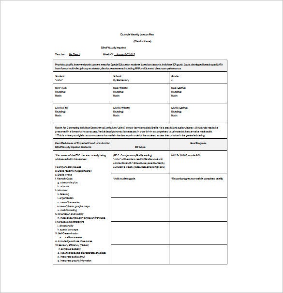 Detail Special Needs Lesson Plan Template Nomer 23