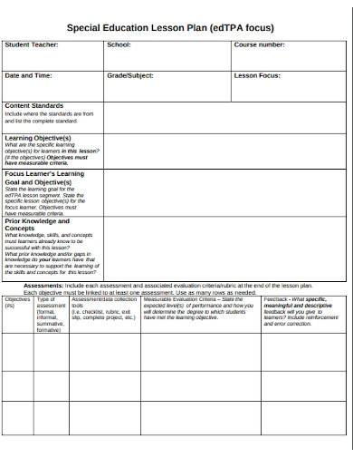 Detail Special Needs Lesson Plan Template Nomer 6