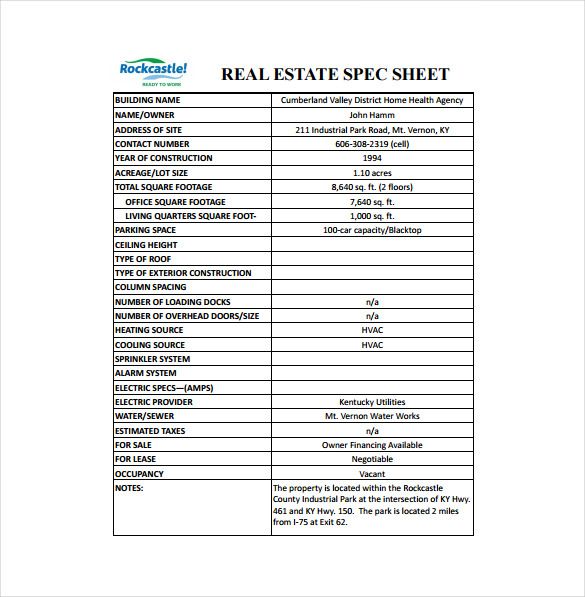 Specification Sheet Template - KibrisPDR