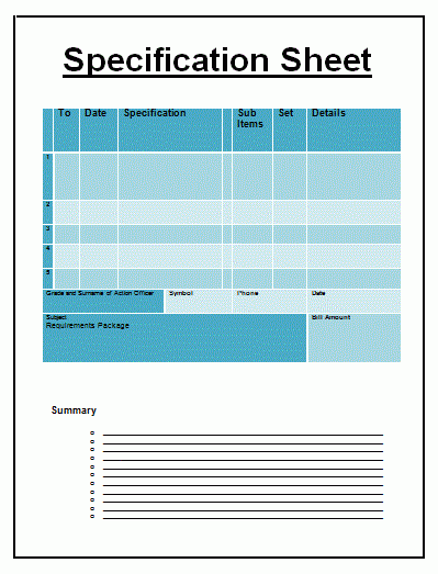 Detail Specification Sheet Template Nomer 3