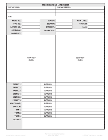 Detail Specification Sheet Template Nomer 21