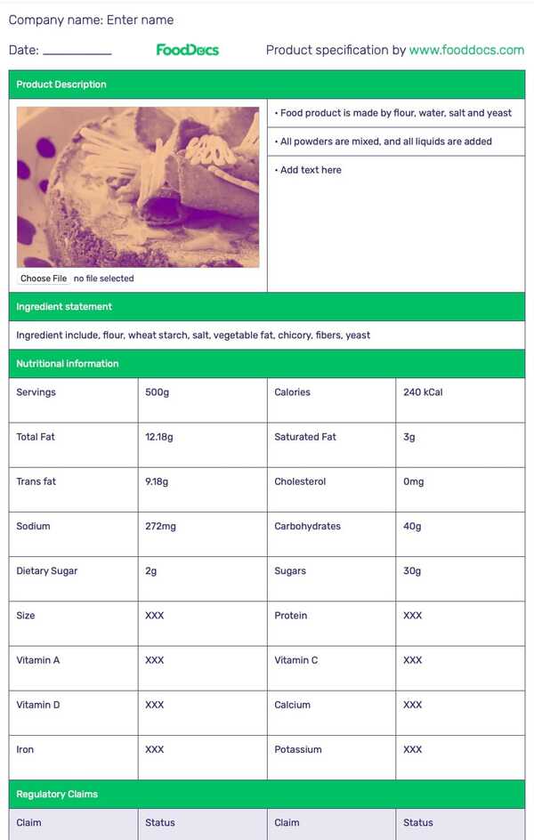 Detail Specification Sheet Template Nomer 26