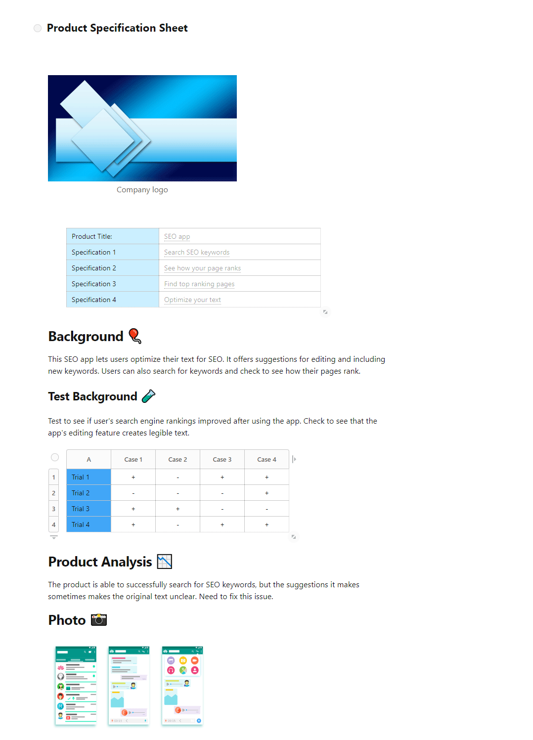 Detail Specification Sheet Template Nomer 29
