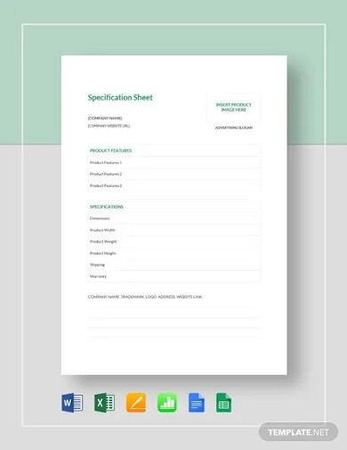 Detail Specification Sheet Template Nomer 38