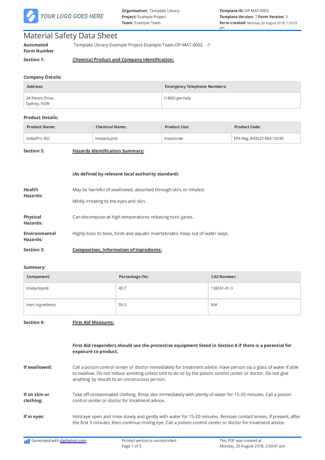 Detail Specification Sheet Template Nomer 48