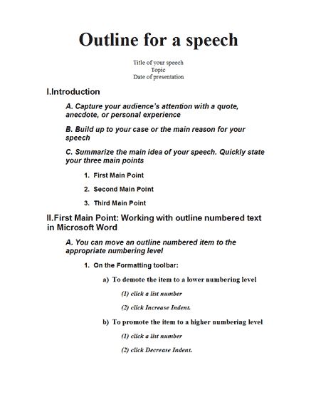 Speech Outline Template - KibrisPDR