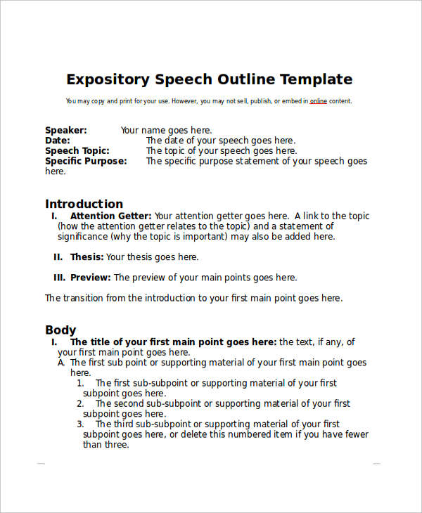 Detail Speech Outline Template Nomer 11