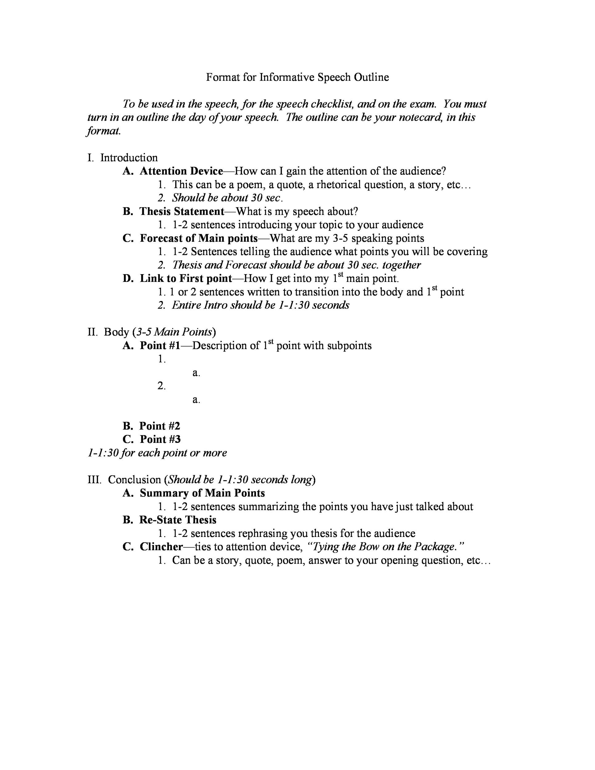 Detail Speech Outline Template Nomer 3