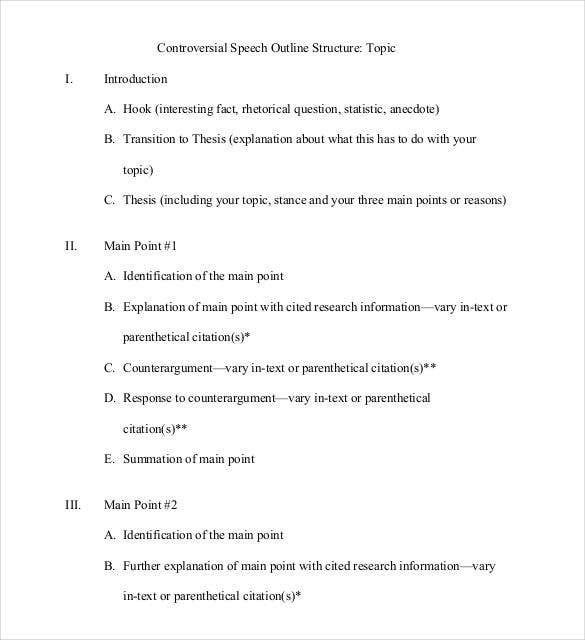 Detail Speech Outline Template Nomer 29