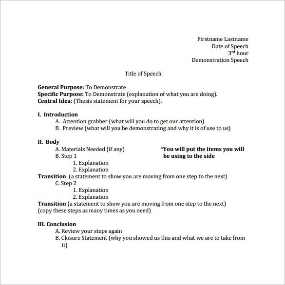 Detail Speech Outline Template Nomer 4