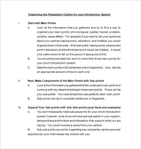 Detail Speech Outline Template Nomer 36