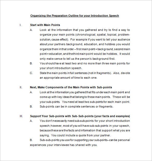 Detail Speech Outline Template Nomer 36