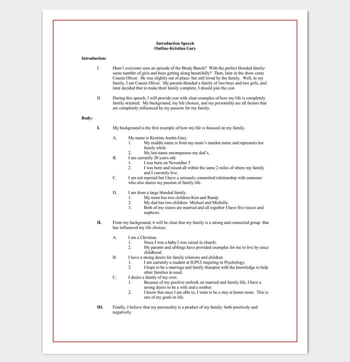 Detail Speech Outline Template Nomer 8