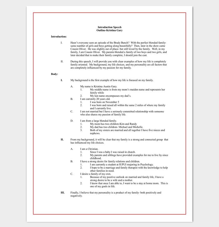 Detail Speech Outline Template Nomer 8