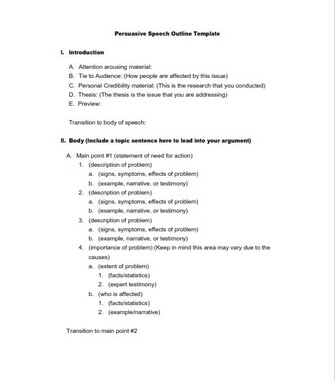 Detail Speech Outline Template Nomer 9