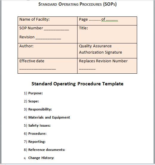 Detail Standard Operating Procedure Template Nomer 12