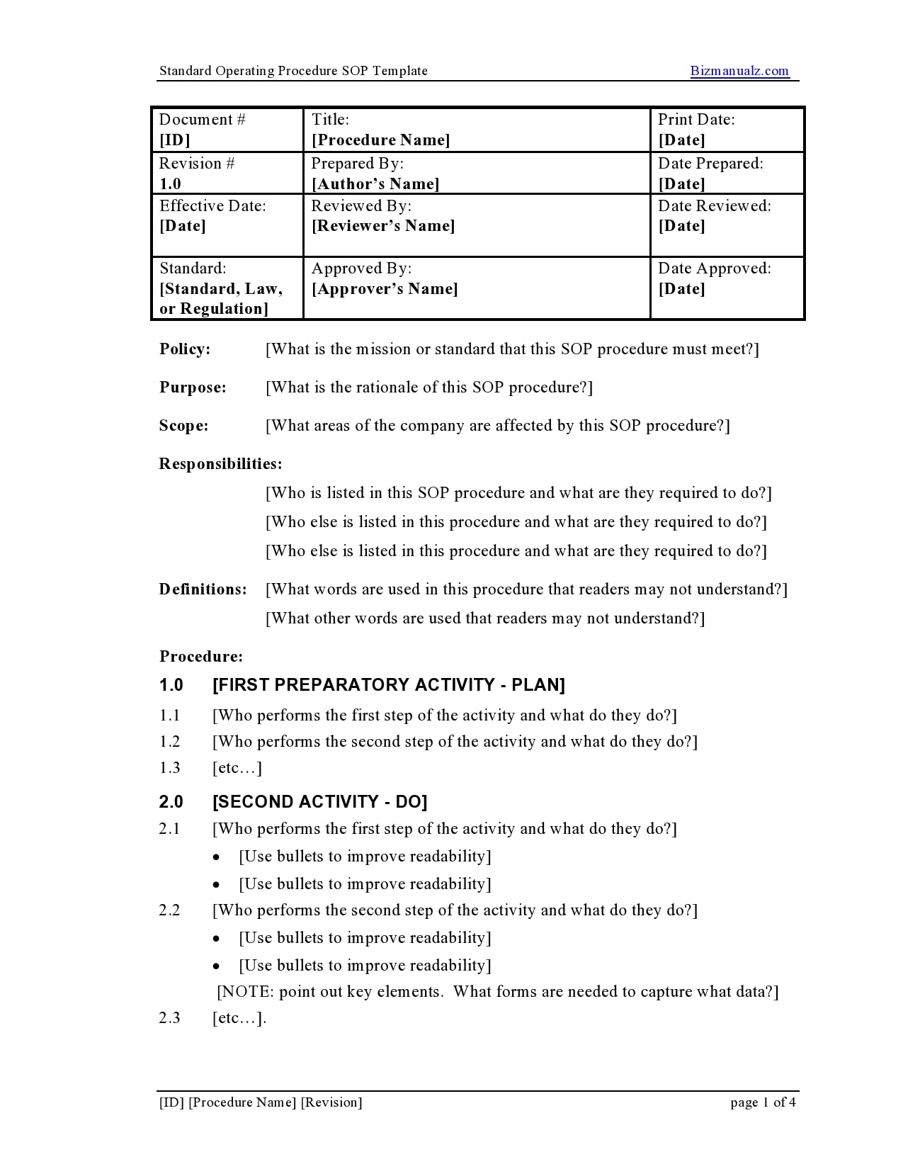 Detail Standard Operating Procedure Template Nomer 15