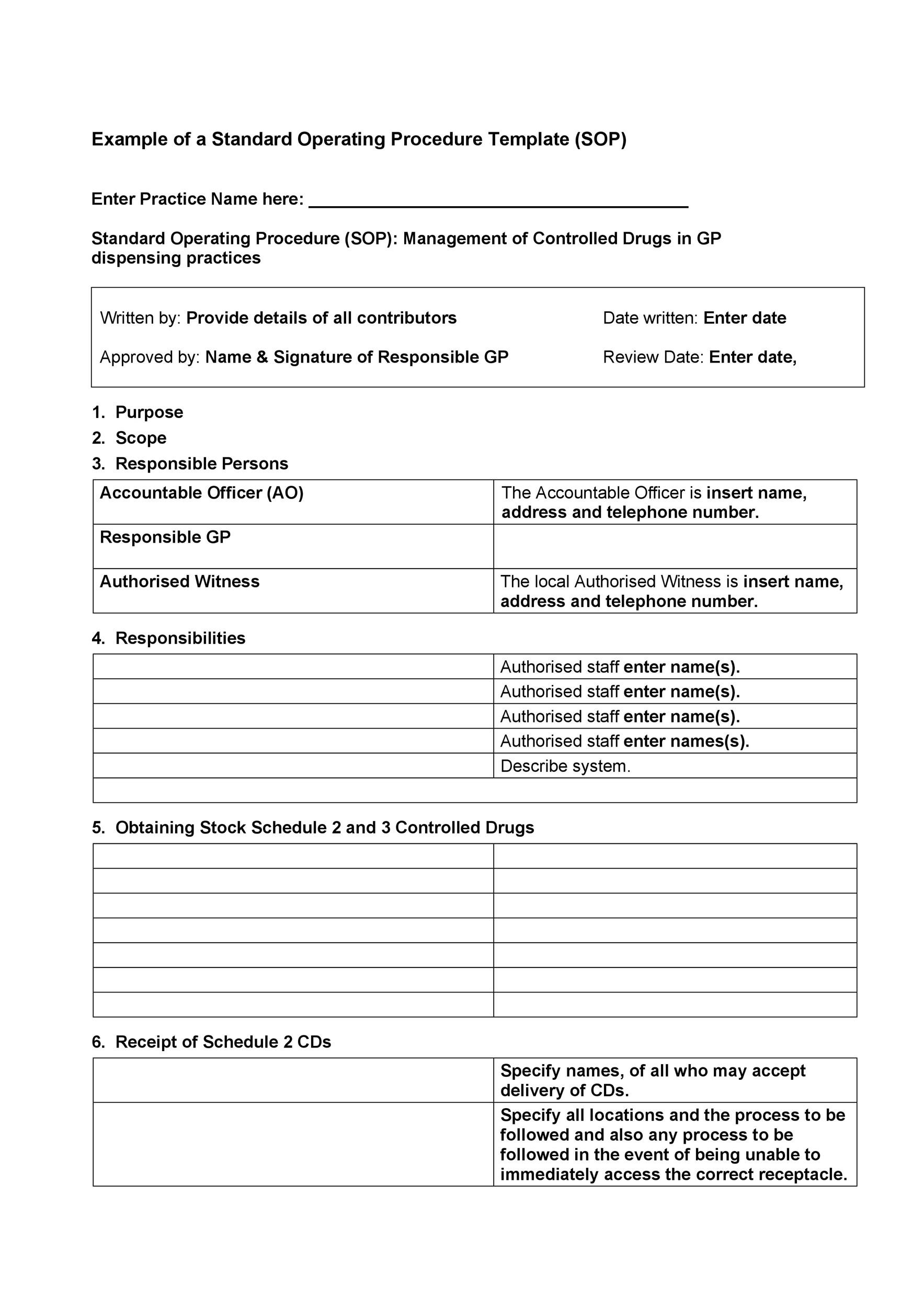 Detail Standard Operating Procedure Template Nomer 17