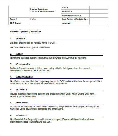 Detail Standard Operating Procedure Template Nomer 18