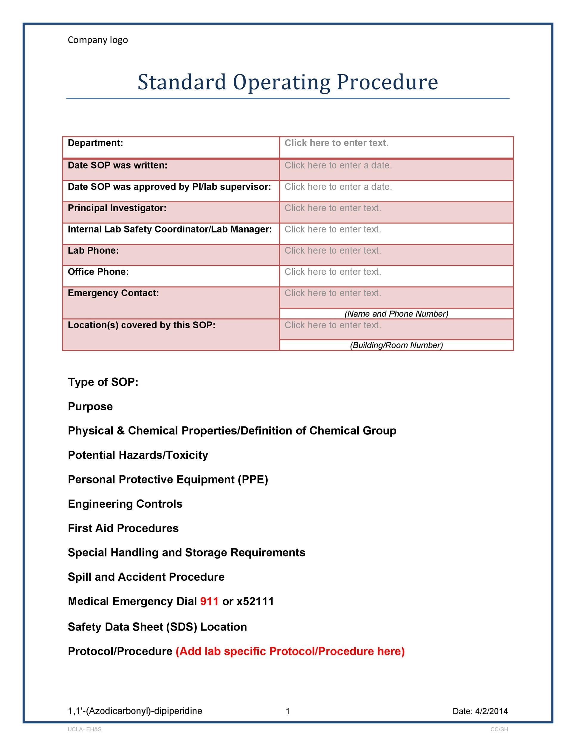 Detail Standard Operating Procedure Template Nomer 3