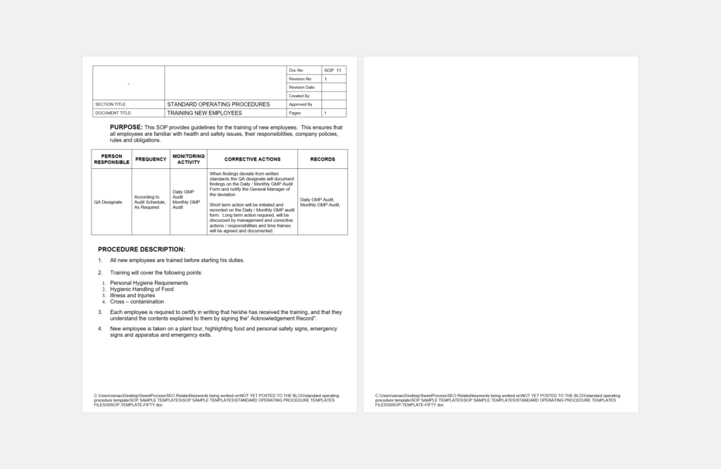 Detail Standard Operating Procedure Template Nomer 6